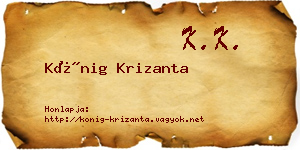 Kőnig Krizanta névjegykártya